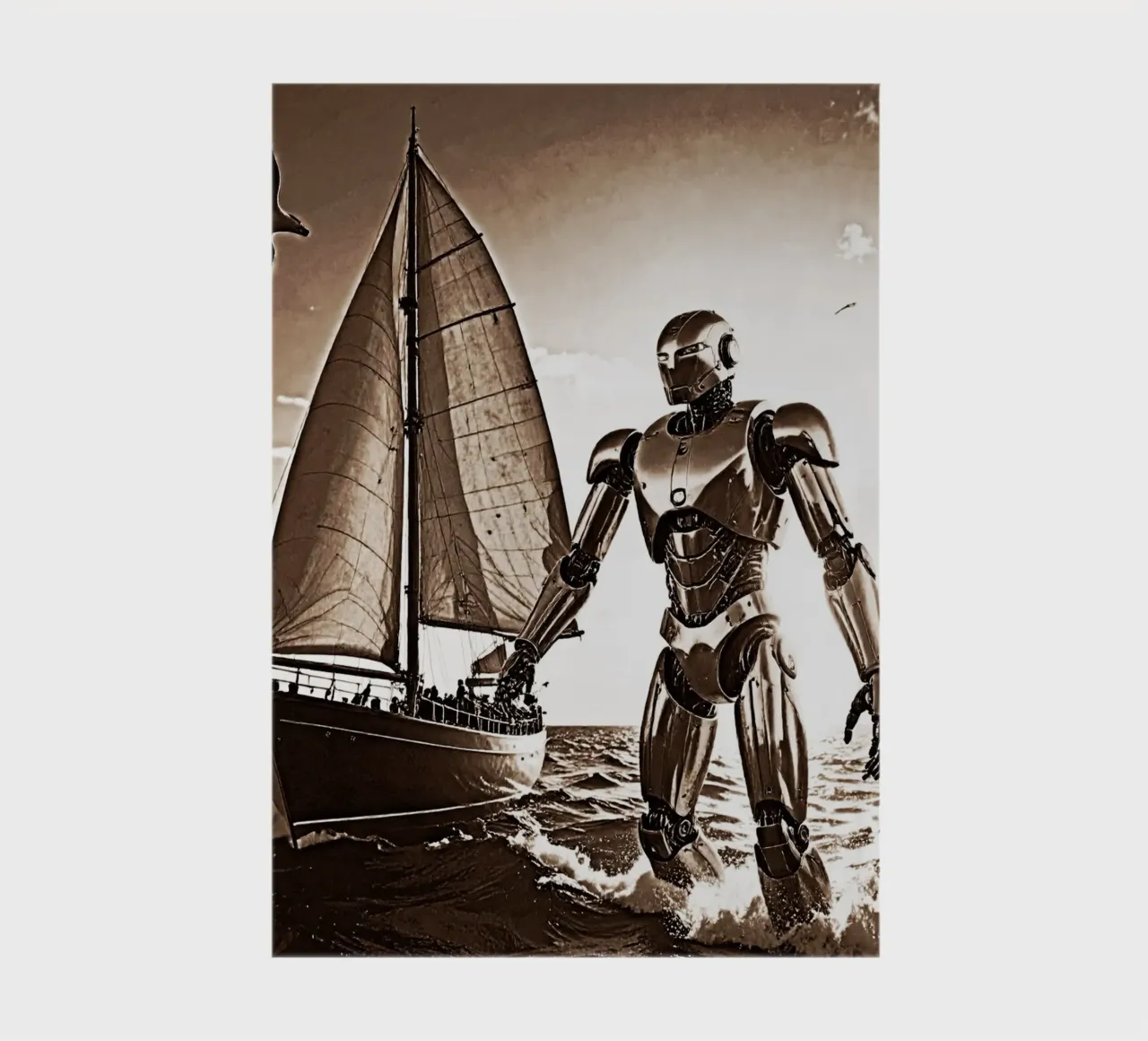 ROBOT AVEC VOILIER. Sépia notebook by Thierry vobmann photography