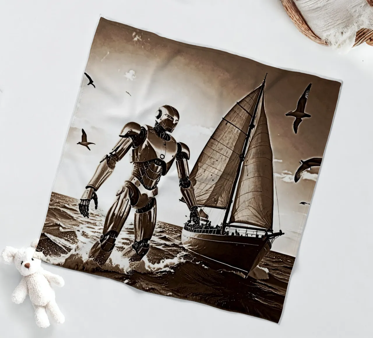 ROBOT AVEC VOILIER. Sépia coperta in pile da Thierry vobmann photography