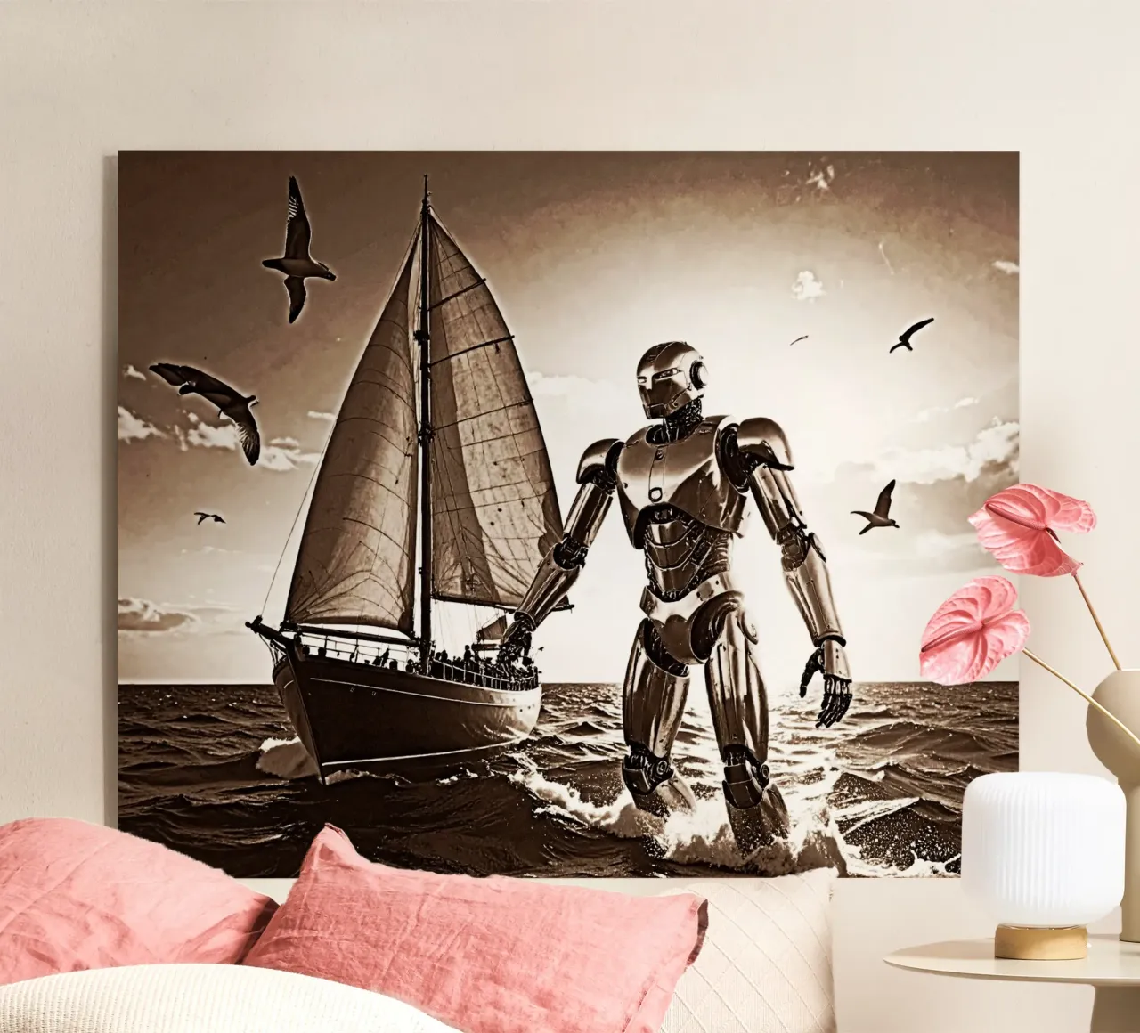 ROBOT AVEC VOILIER. Sépia plexiglass da Thierry vobmann photography