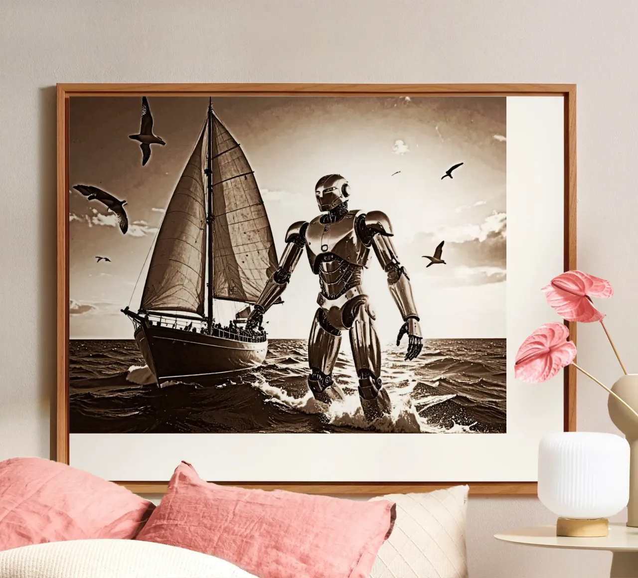ROBOT AVEC VOILIER. Sépia alluminio dibond da Thierry vobmann photography