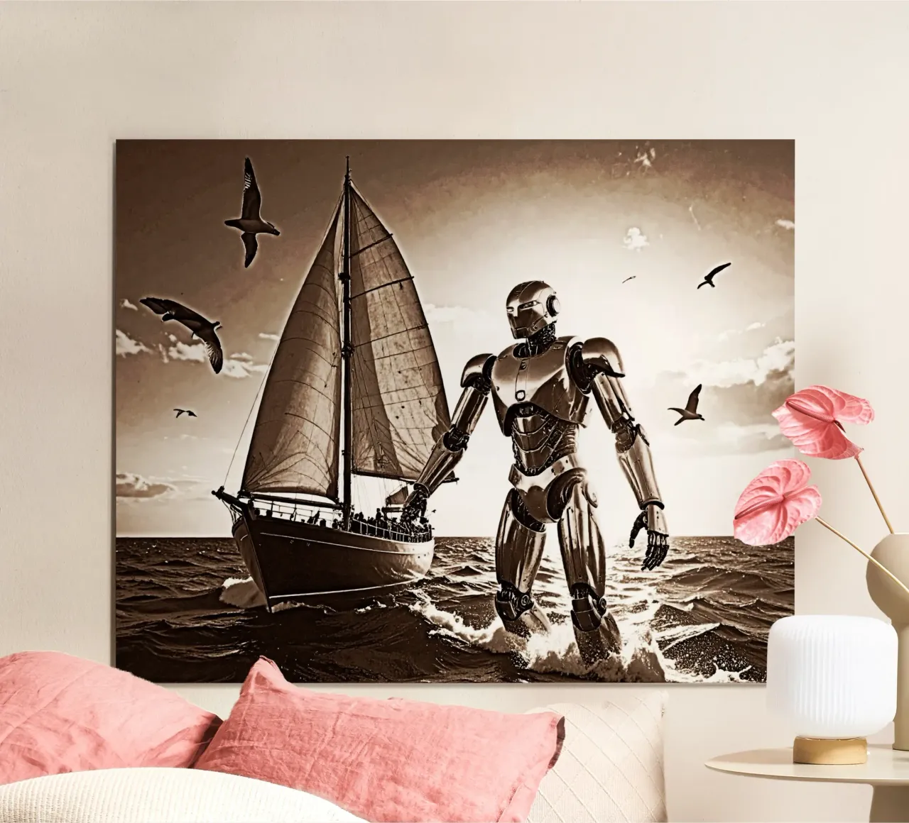 ROBOT AVEC VOILIER. Sépia carta hahnemühle da Thierry vobmann photography