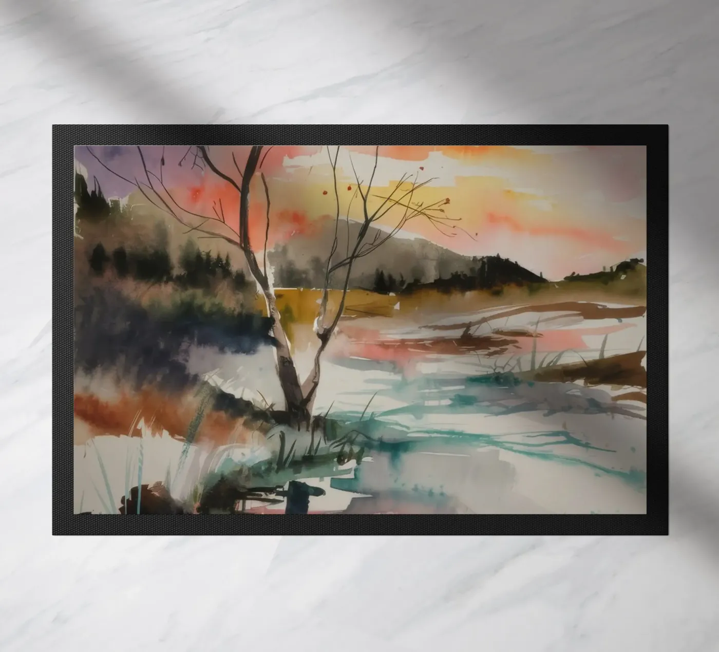 Sunset Marsh Tranquility doormat by Ebony Carpenter