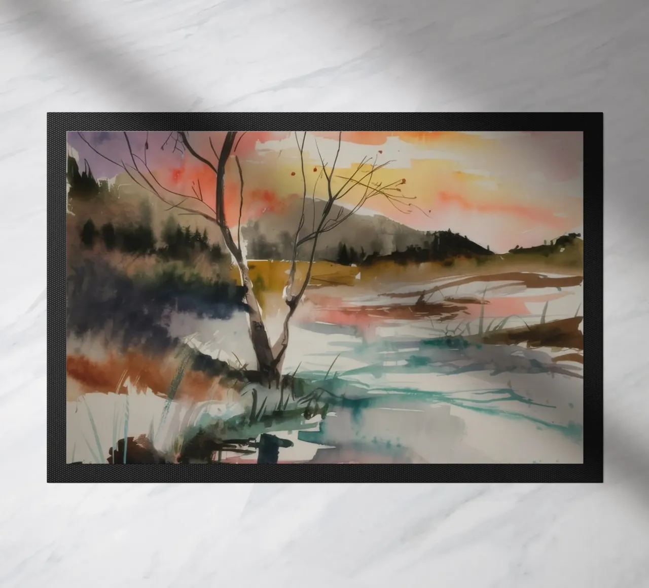 Sunset Marsh Tranquility doormat by Ebony Carpenter