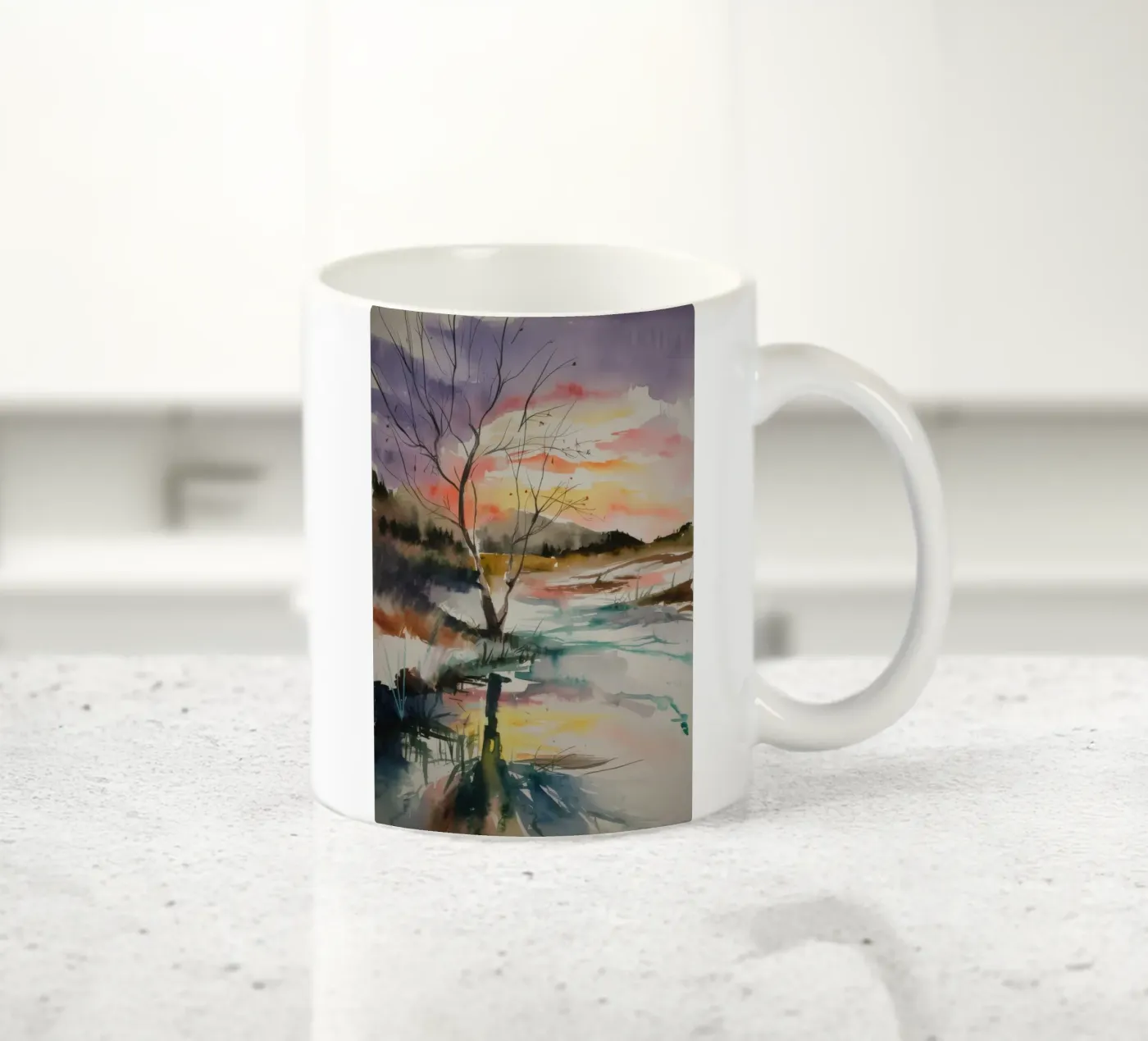 Sunset Marsh Tranquility ceramic mug by Ebony Carpenter