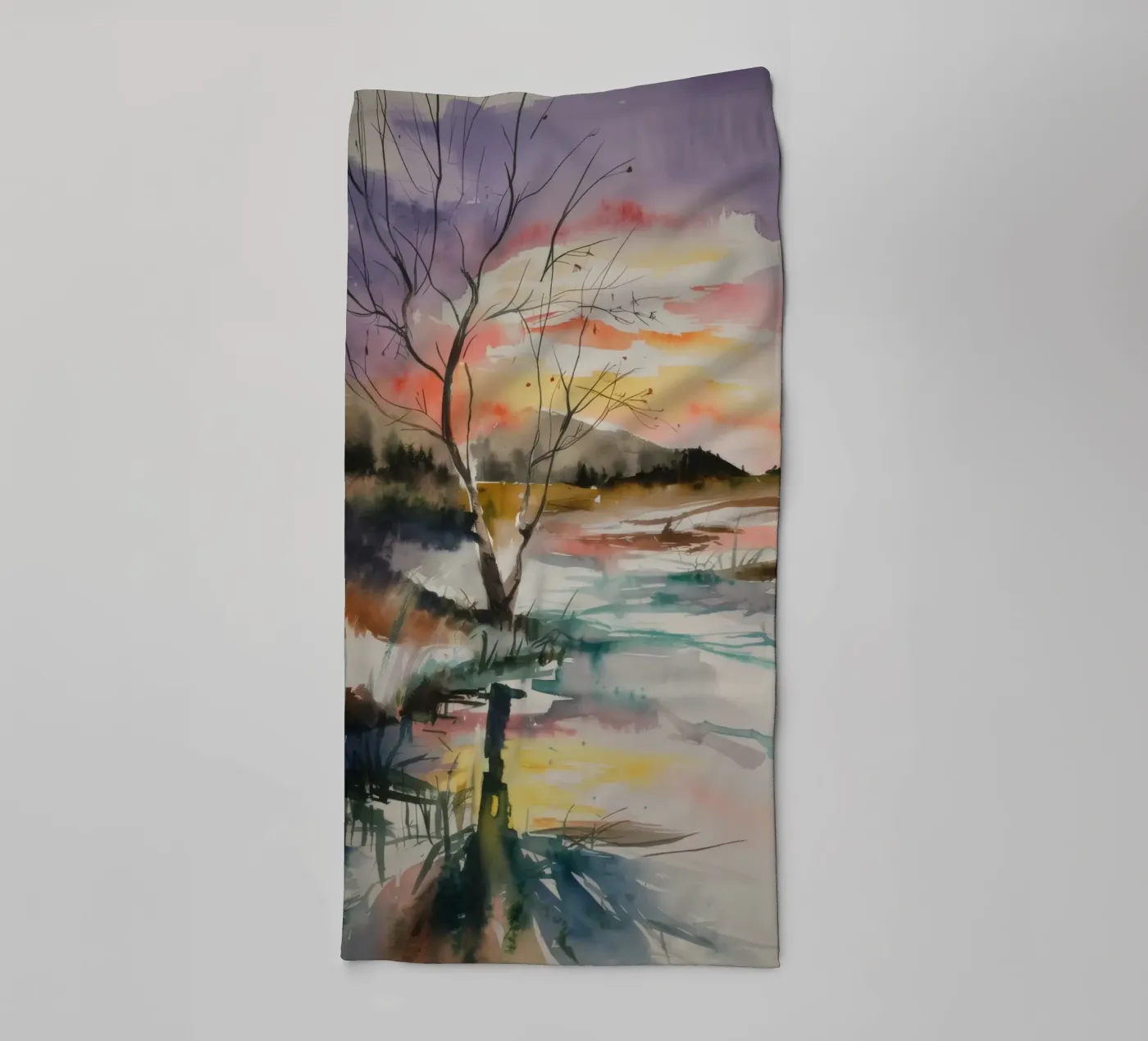 Sunset Marsh Tranquility towel by Ebony Carpenter