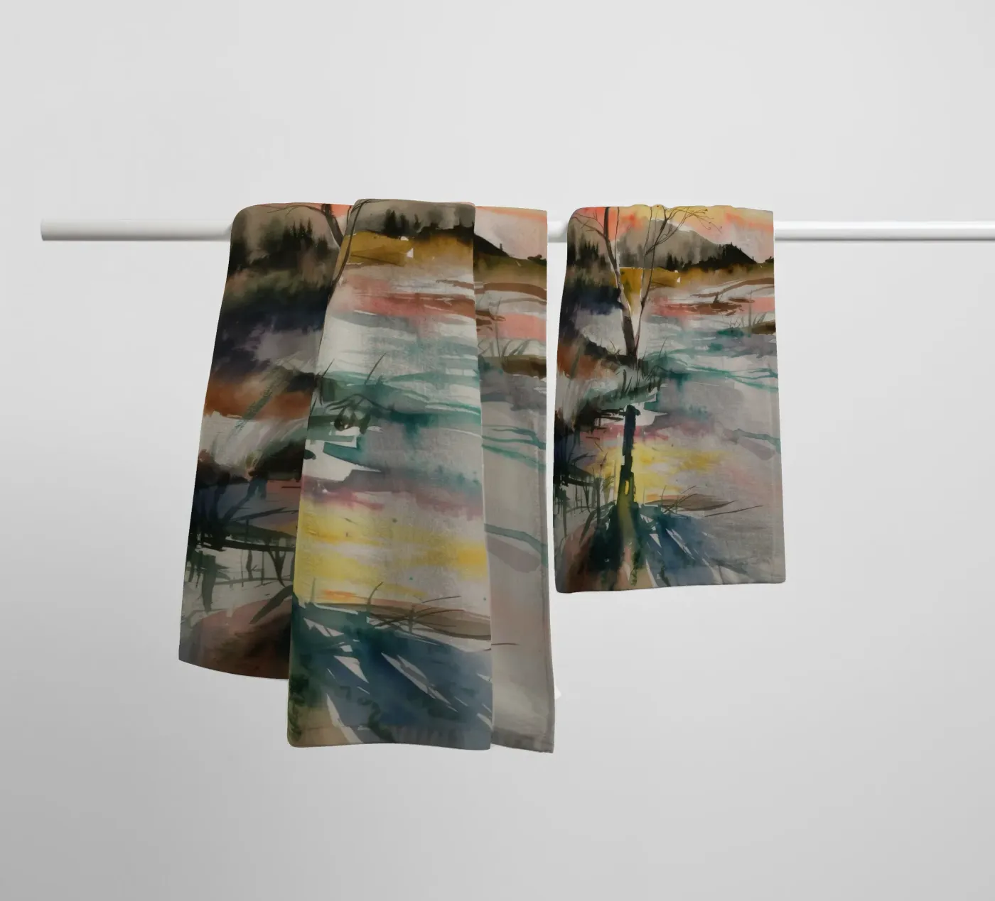 Sunset Marsh Tranquility towel by Ebony Carpenter
