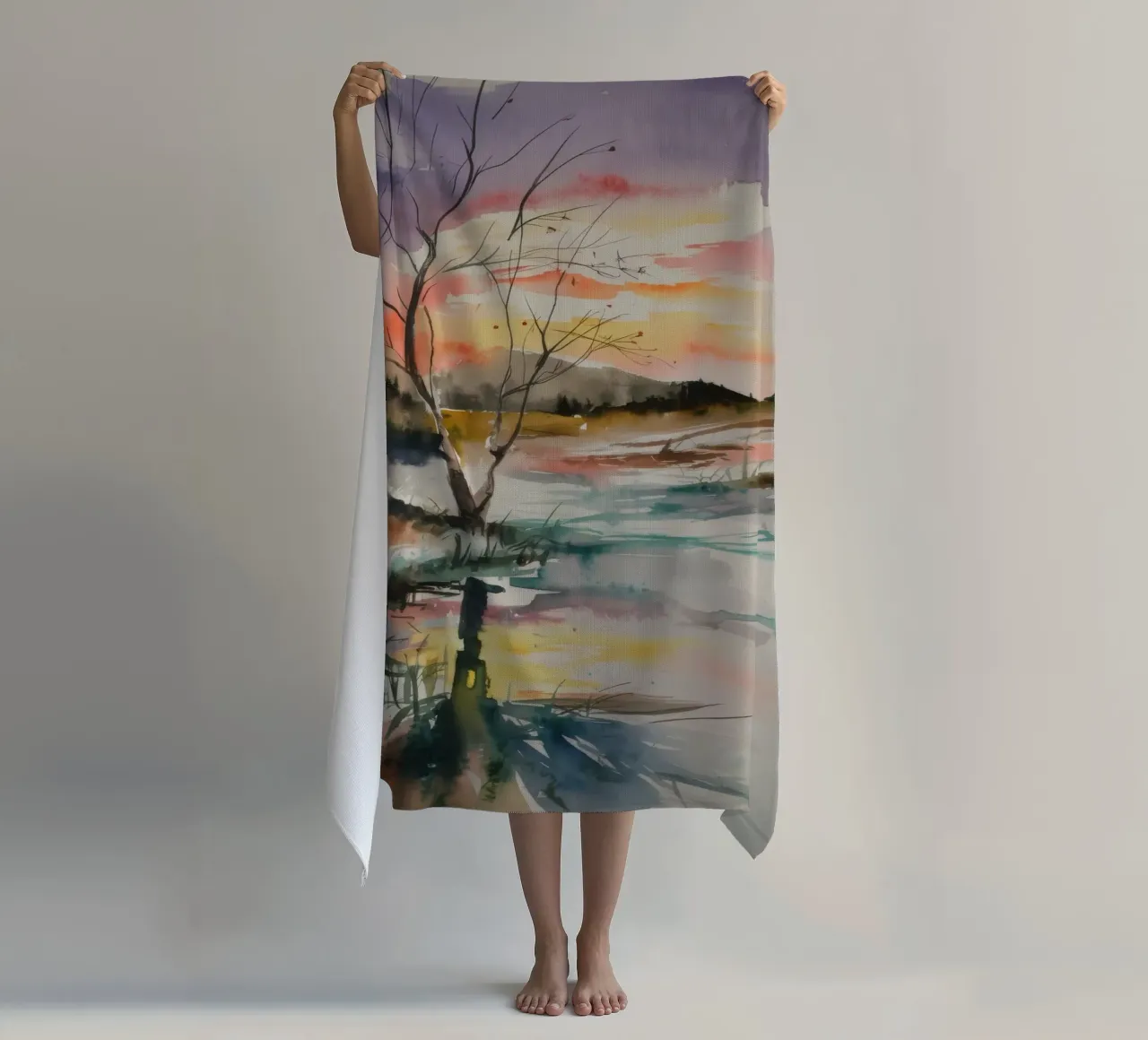 Tranquillità della palude al tramonto telo mare da Ebony Carpenter