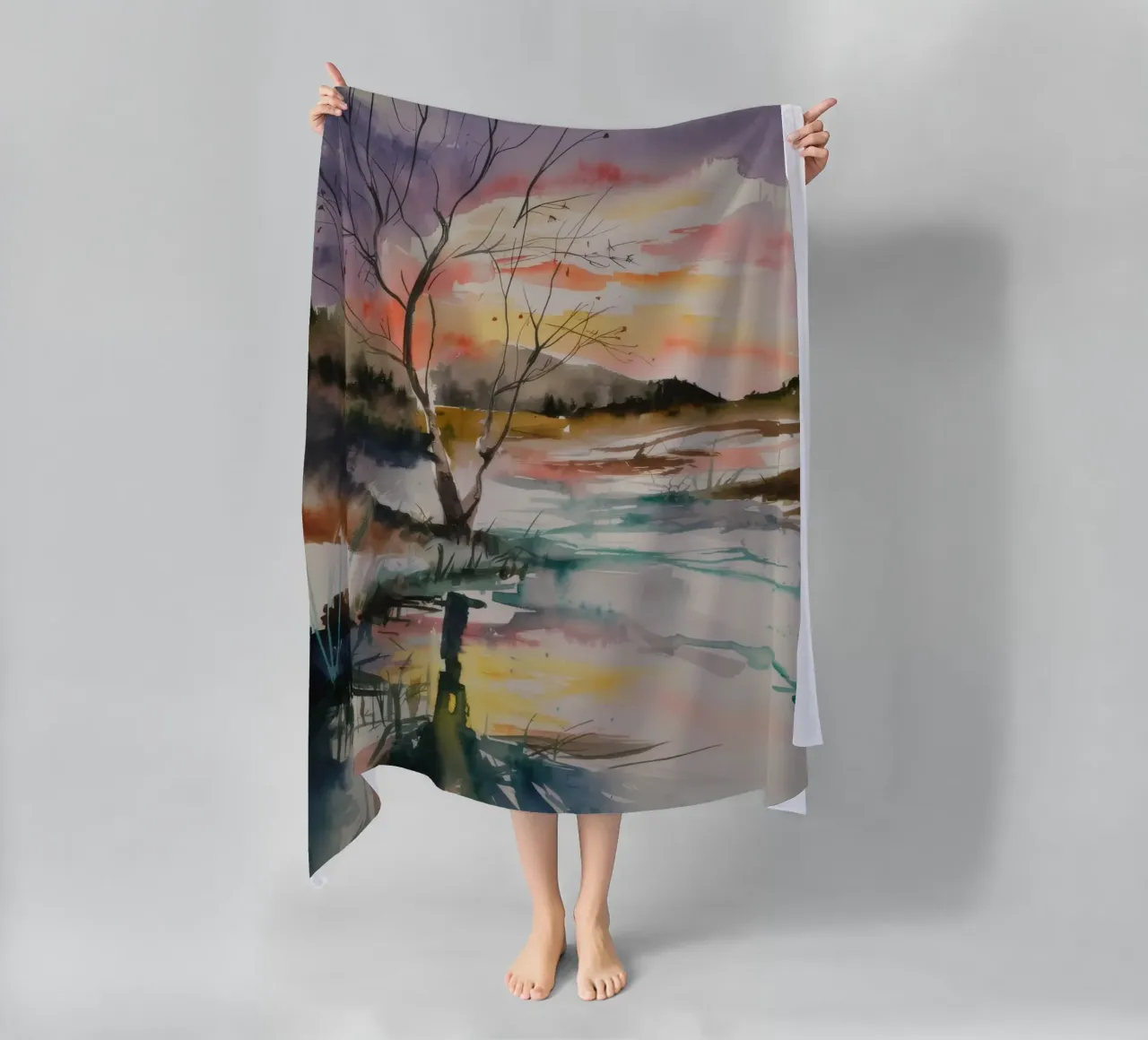 Tranquillità della palude al tramonto telo mare da Ebony Carpenter