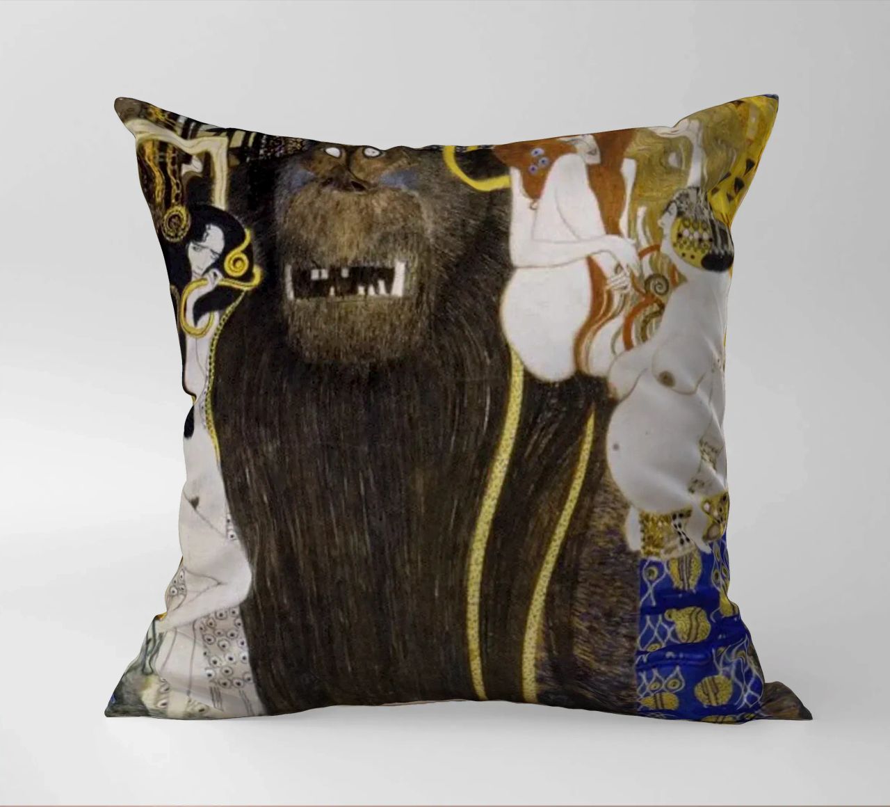 Gustav Klimt - The Hostile Powers (1902) decorative cushion by Analic