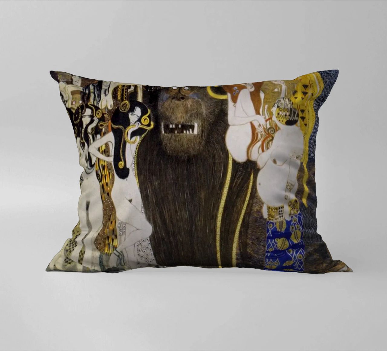 Gustav Klimt - The Hostile Powers (1902) decorative cushion by Analic