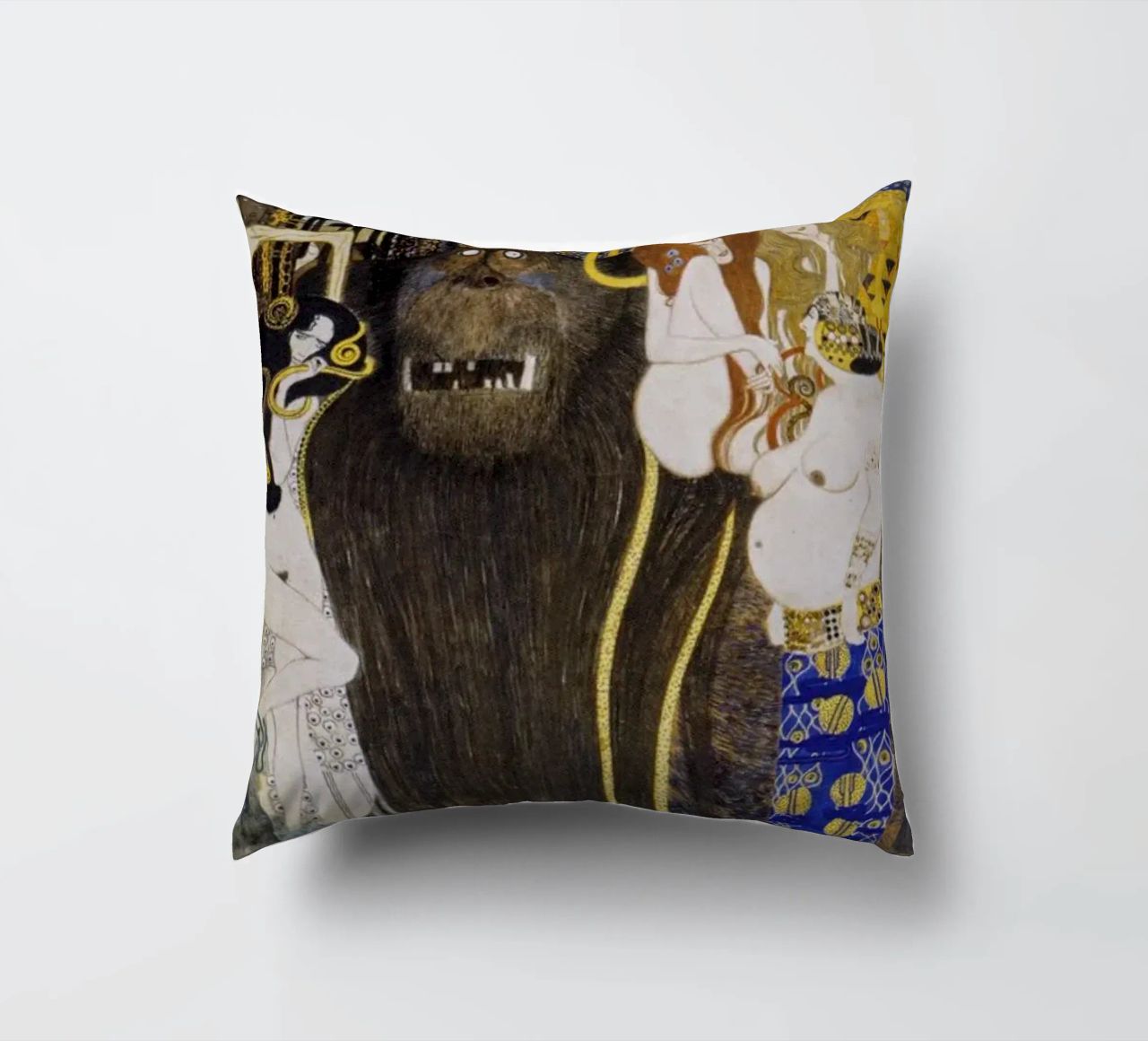 Gustav Klimt - The Hostile Powers (1902) decorative cushion by Analic