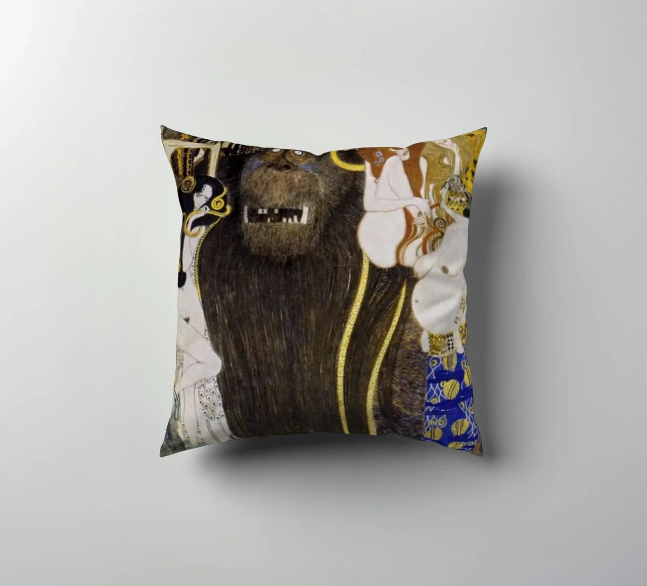 Gustav Klimt - The Hostile Powers (1902) decorative cushion by Analic