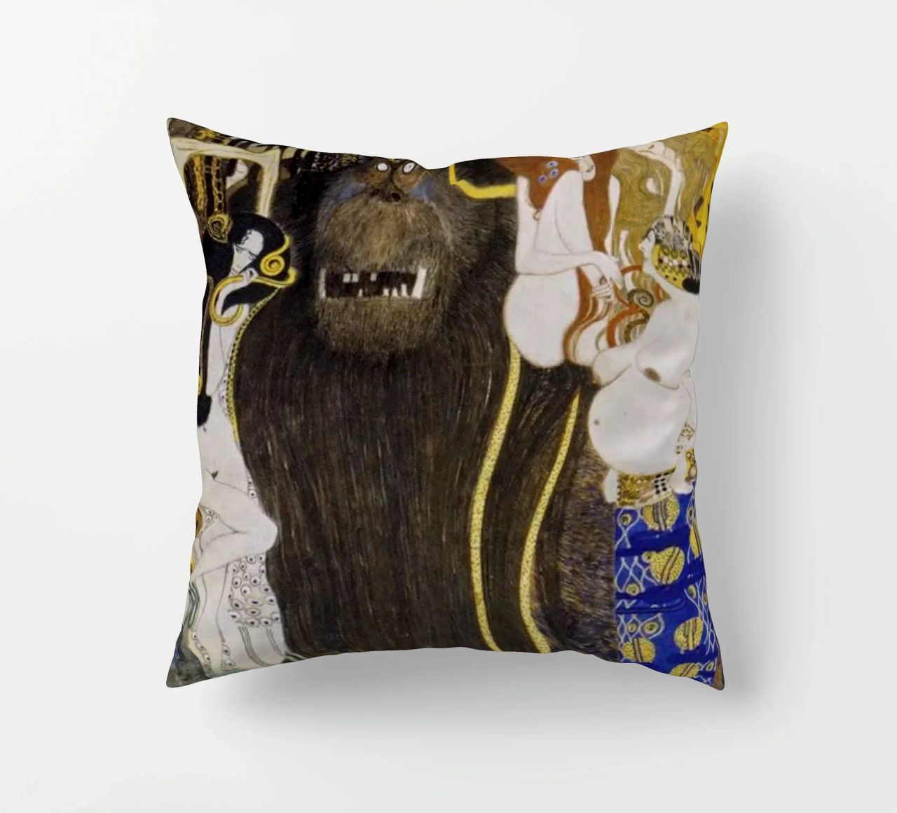 Gustav Klimt - The Hostile Powers (1902) decorative cushion by Analic