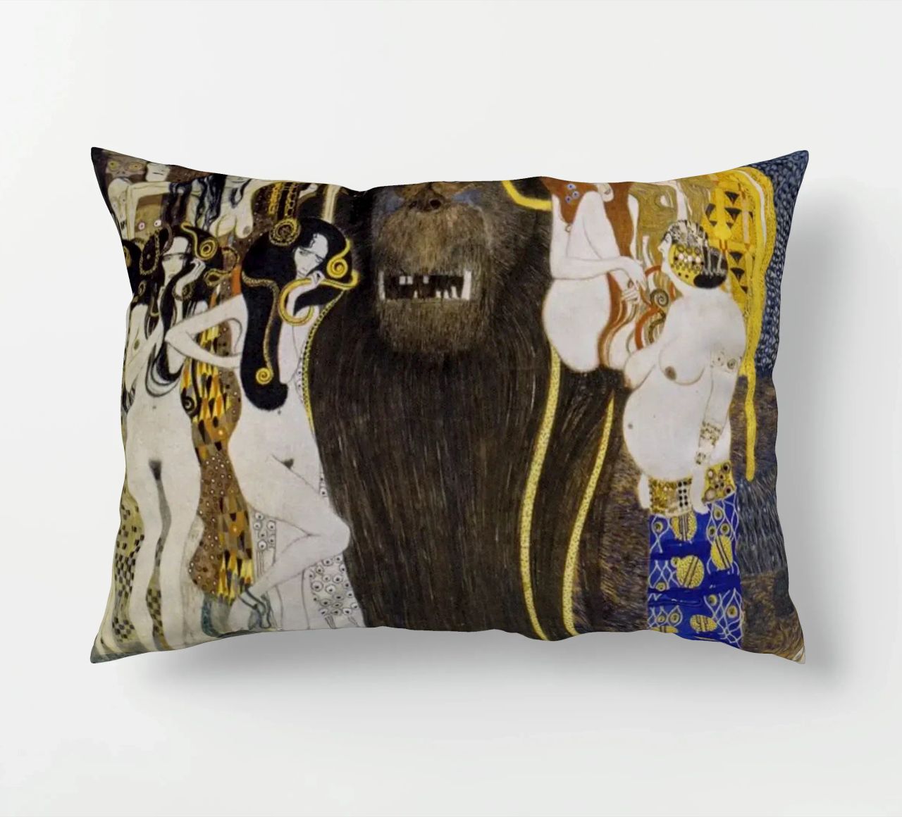 Gustav Klimt - The Hostile Powers (1902) decorative cushion by Analic
