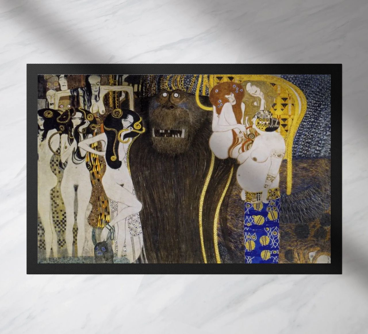 Gustav Klimt - The Hostile Powers (1902) doormat by Analic