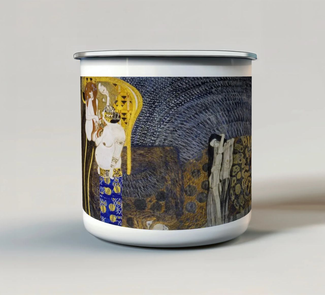 Gustav Klimt - The Hostile Powers (1902) enamel mug by Analic