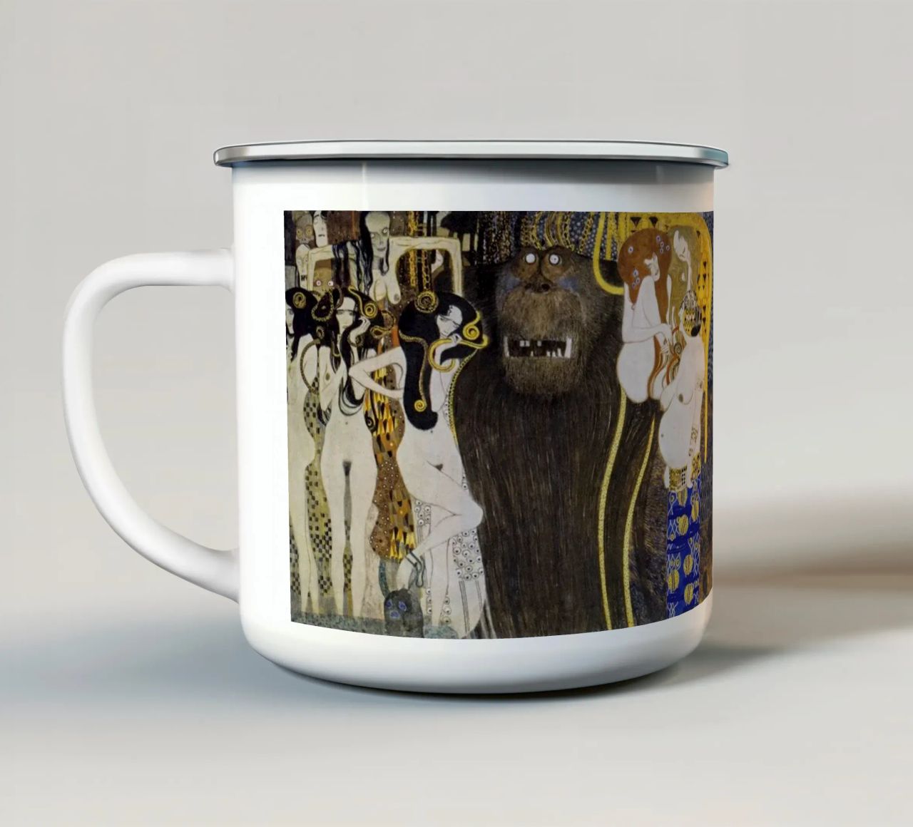 Gustav Klimt - The Hostile Powers (1902) enamel mug by Analic