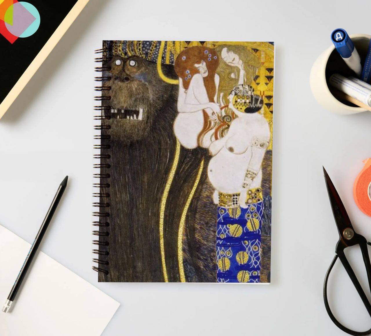 Gustav Klimt - The Hostile Powers (1902) spiral notebook by Analic
