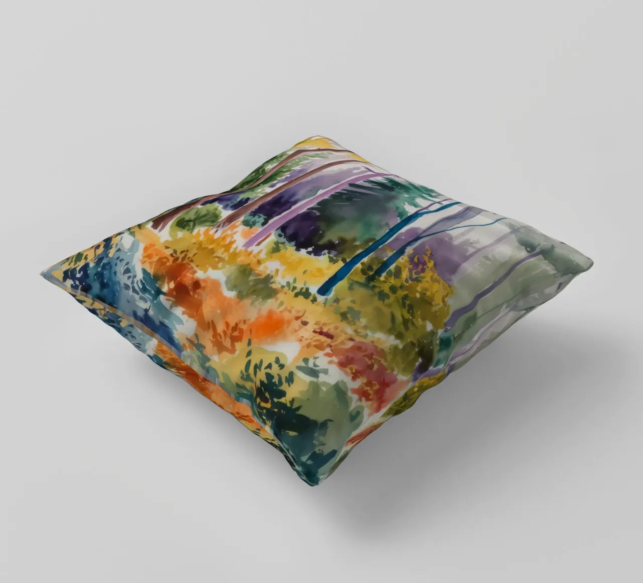Vibrant Forest Harmony decorative cushion by Ebony Carpenter