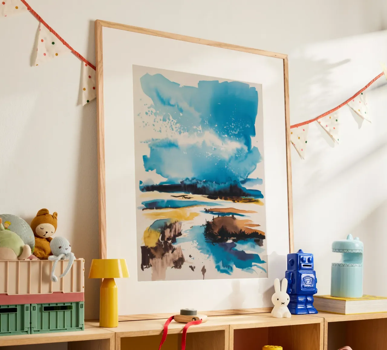 Serenità del cielo costiero poster con telaio in plastica da Ebony Carpenter