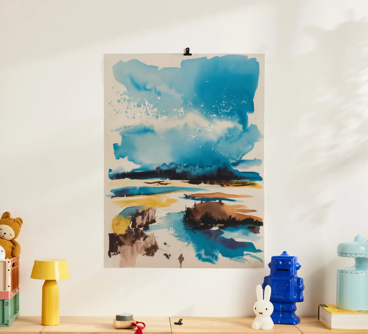 Serenità del cielo costiero poster con telaio in plastica da Ebony Carpenter