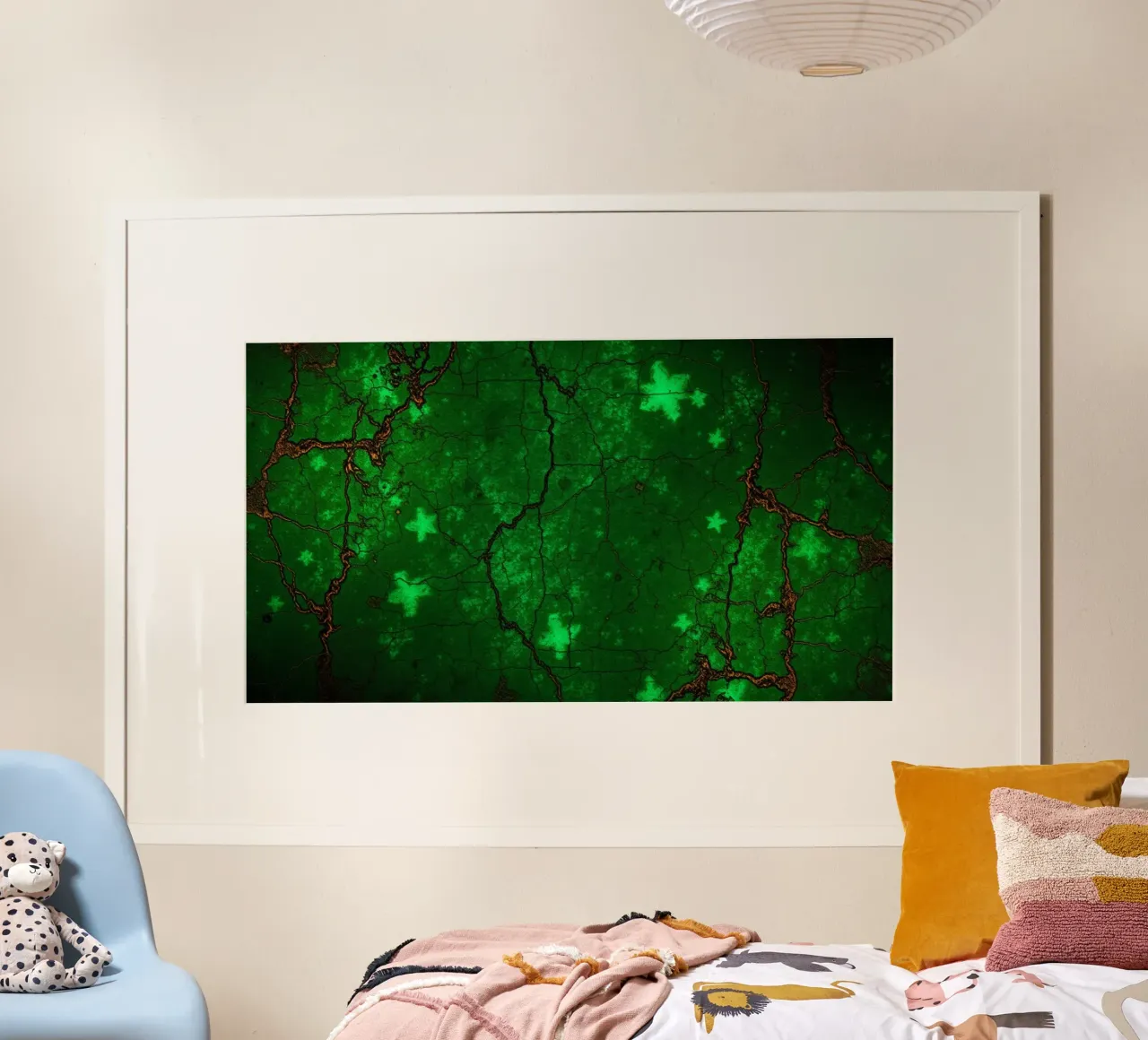 Fond texturé vert vif avec des étoiles hahnemühle de DesignDoodle