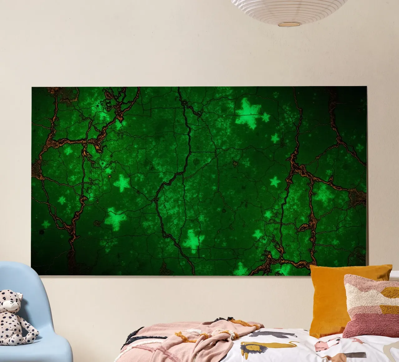 Fond texturé vert vif avec des étoiles hahnemühle de DesignDoodle