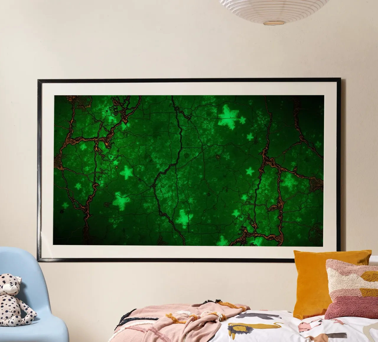 Fond texturé vert vif avec des étoiles hahnemühle de DesignDoodle