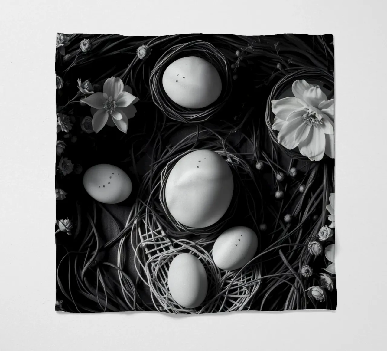 Elegant arrangement of eggs and flowers in a natural setting fleece blanket by DesignDoodle