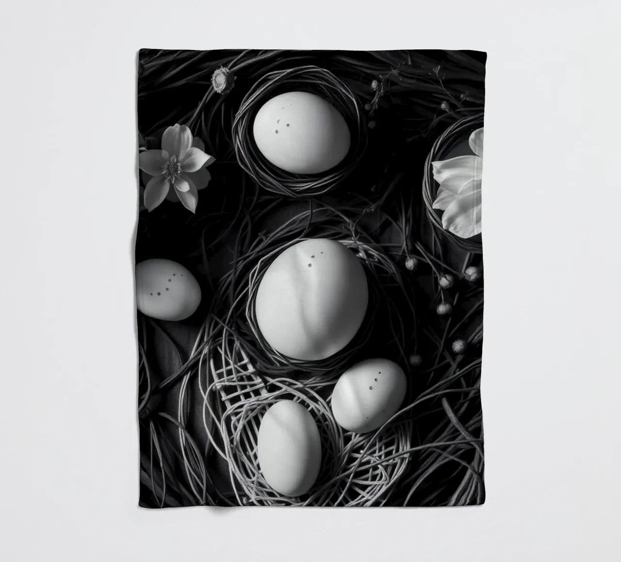 Elegant arrangement of eggs and flowers in a natural setting fleece blanket by DesignDoodle