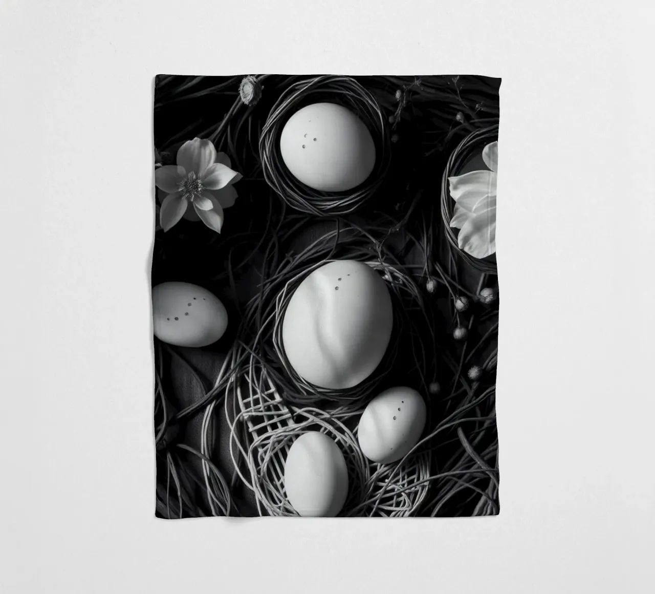 Elegant arrangement of eggs and flowers in a natural setting fleece blanket by DesignDoodle