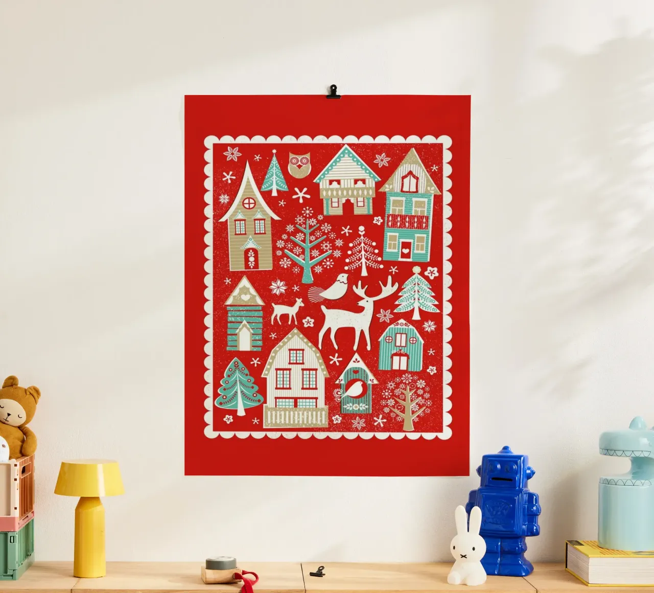 Scandi Village poster con telaio in plastica da Catherine Aguilar