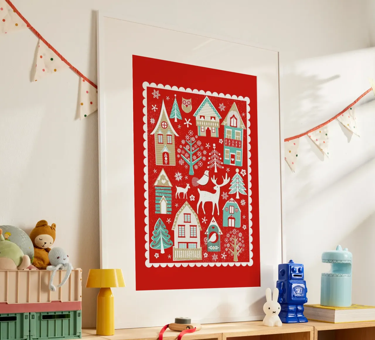 Scandi Village poster con telaio in plastica da Catherine Aguilar