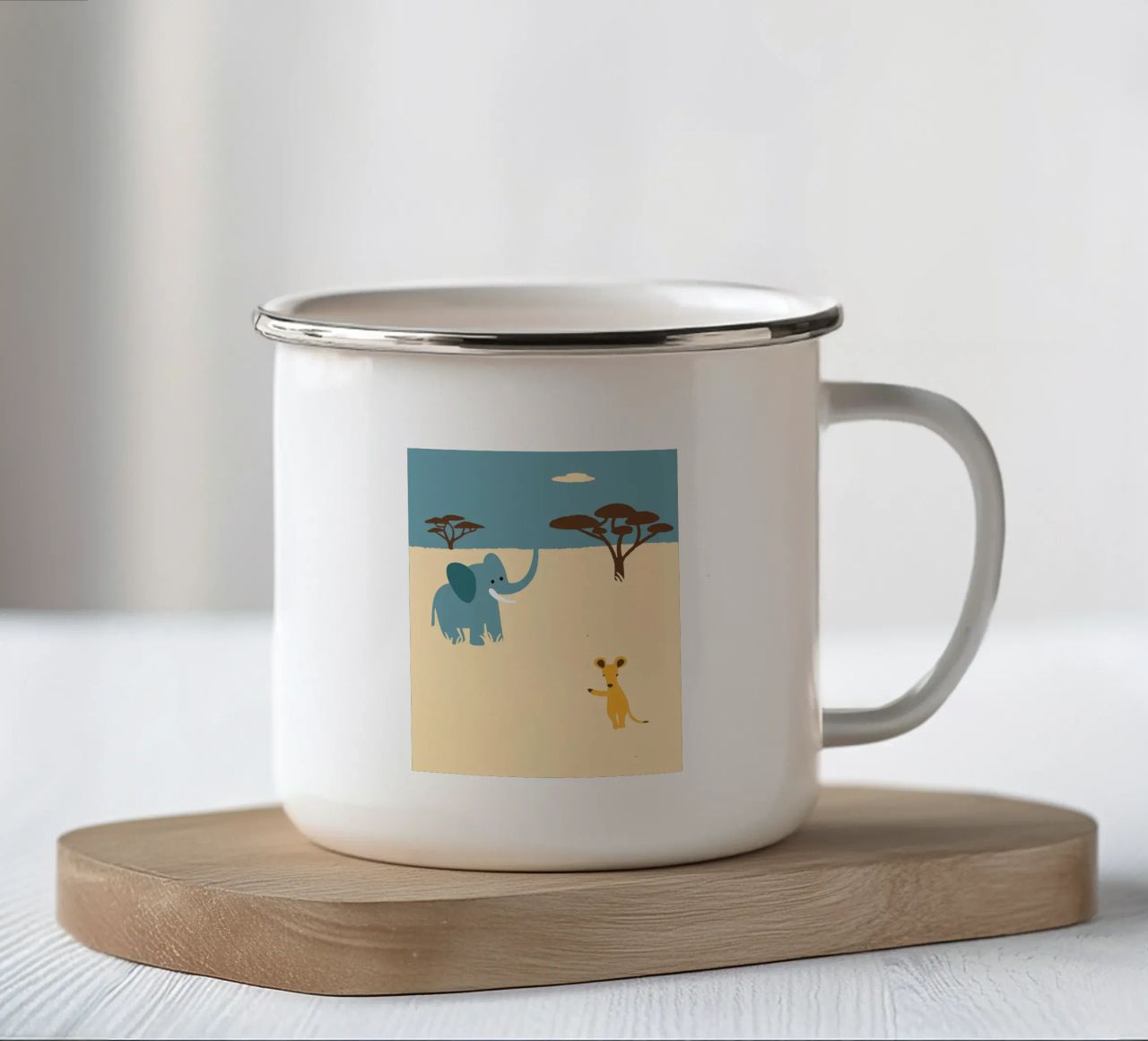 Elefanti e canguri tazza in smalto da UNIQUE SHOP