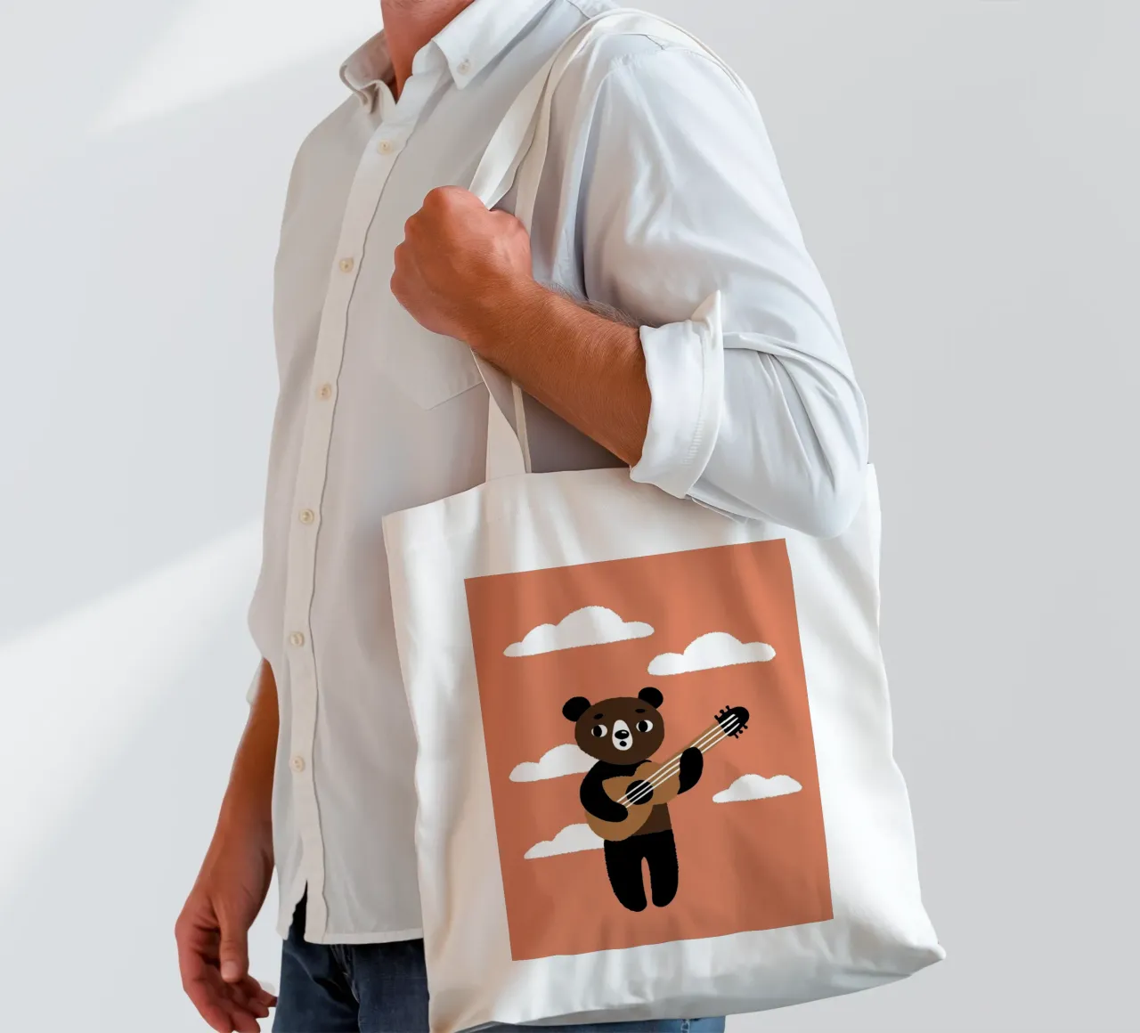 Orso con chitarra borsa in juta da TRENDY POSTER SHOP