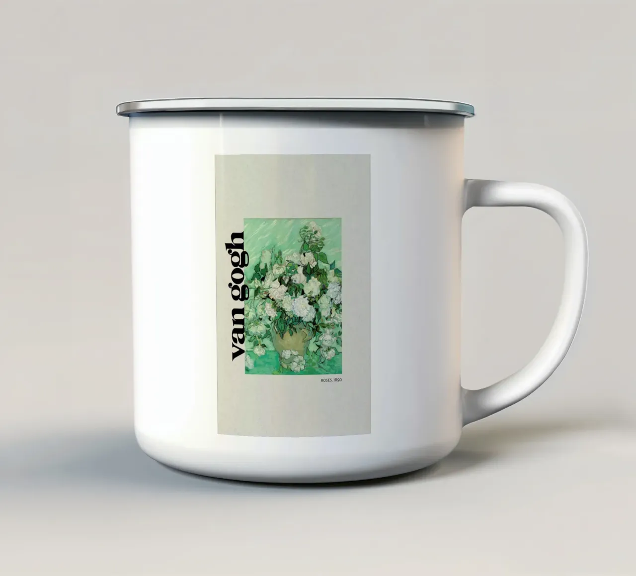 van Gogh - Roses IV tazza in smalto da Vintage by JUNIQE