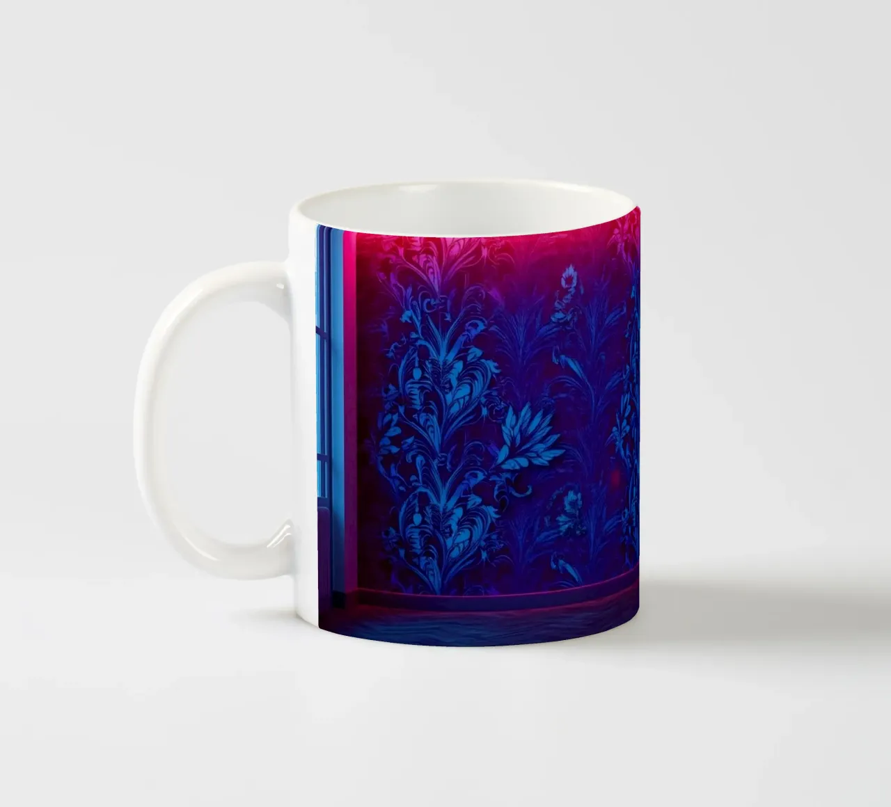 Parete a motivi colorati con illuminazione al neon in stile moderno tazza in ceramica da DesignDoodle