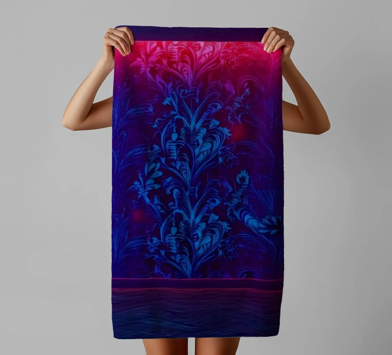 Colorful patterned wall with neon lighting in modern towel by DesignDoodle