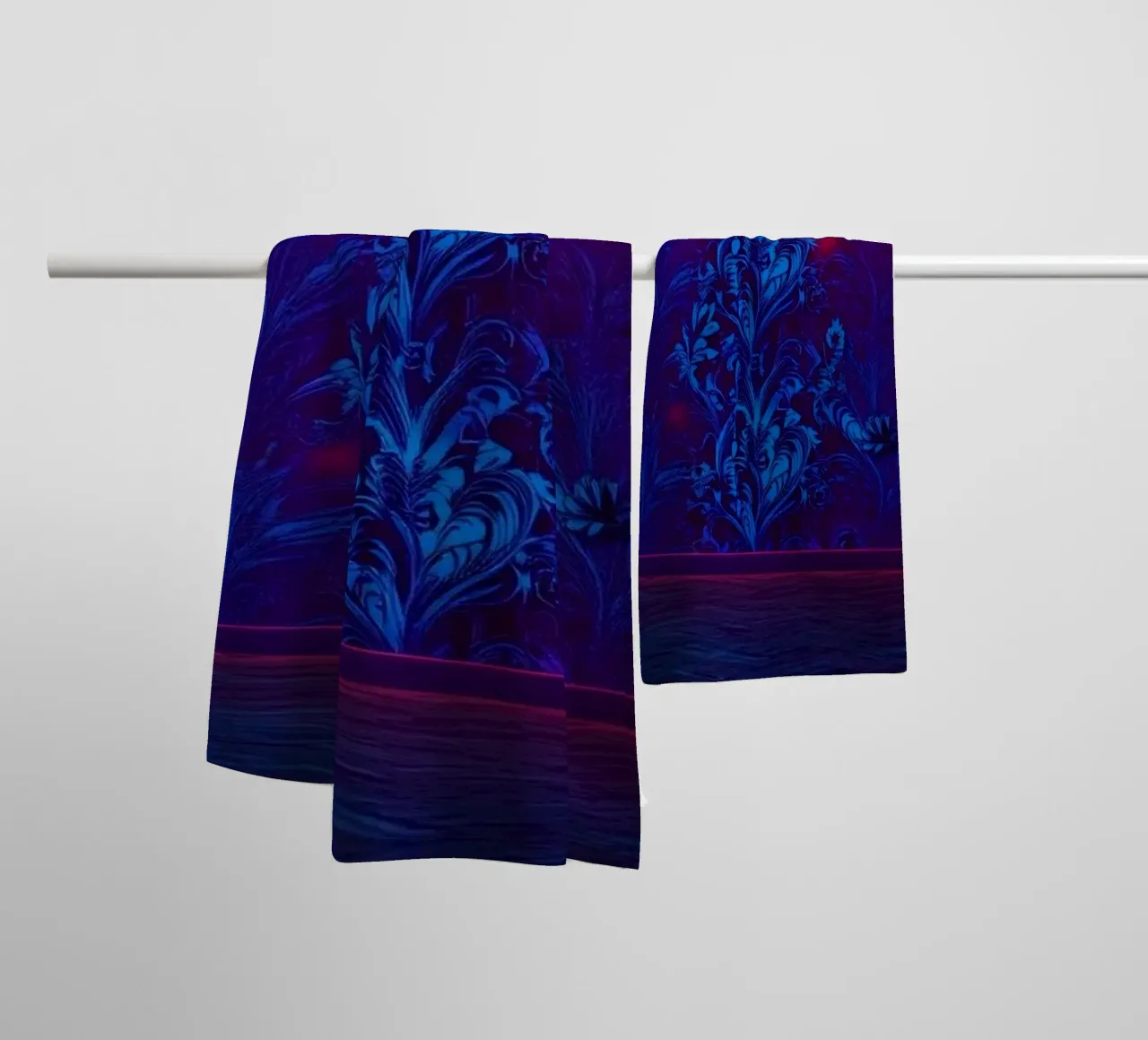 Colorful patterned wall with neon lighting in modern towel by DesignDoodle