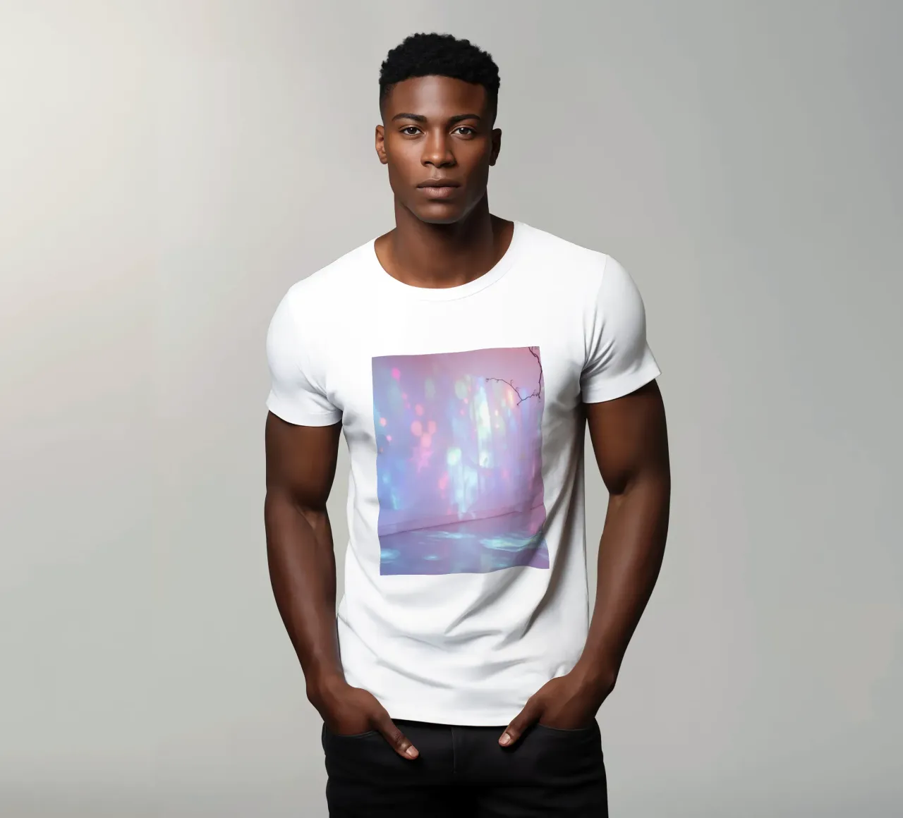 Le proiezioni di luce colorata creano un'atmosfera eterea in t-shirt da DesignDoodle