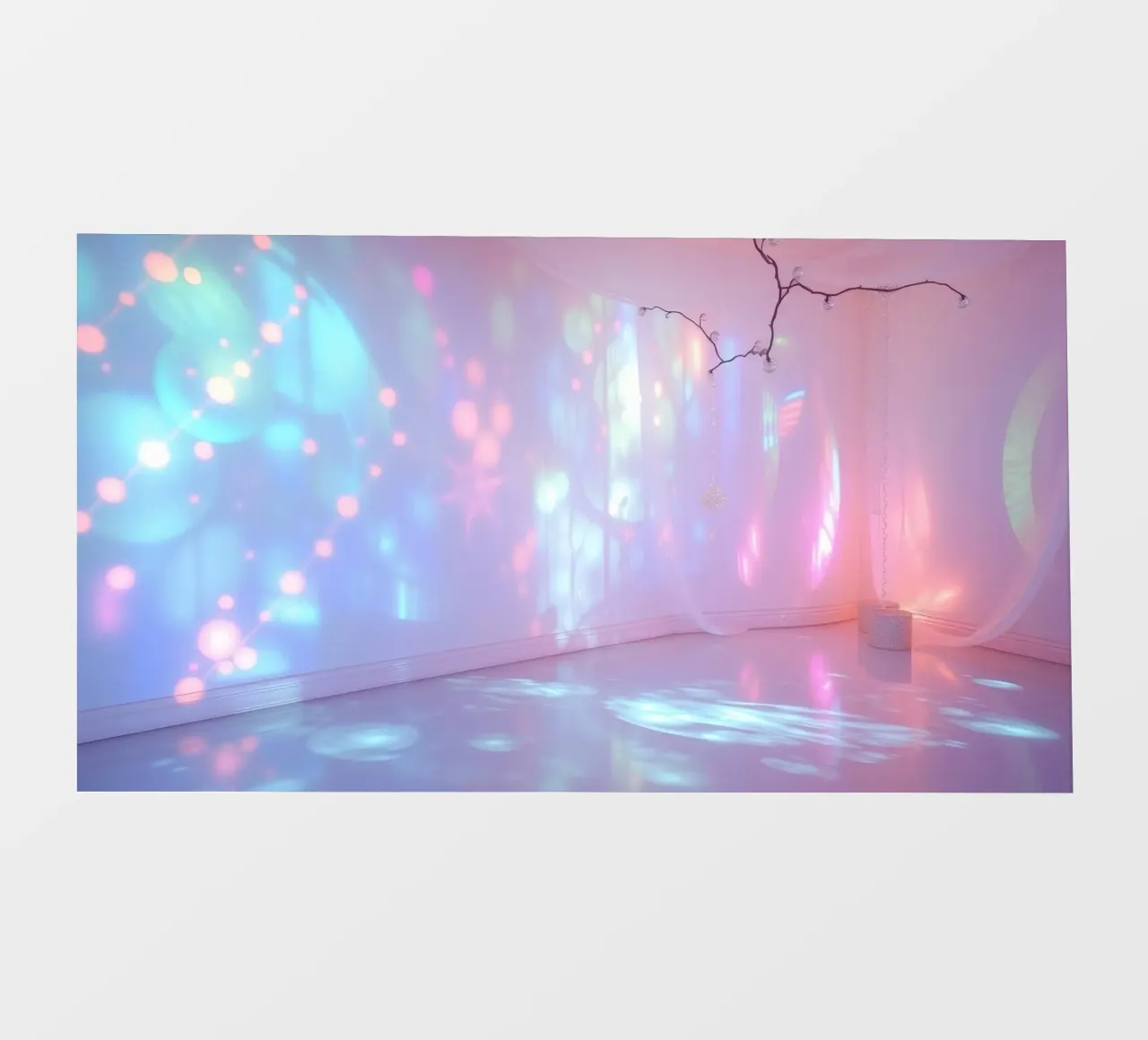 Le proiezioni di luce colorata creano un'atmosfera eterea in telo in pvc da DesignDoodle