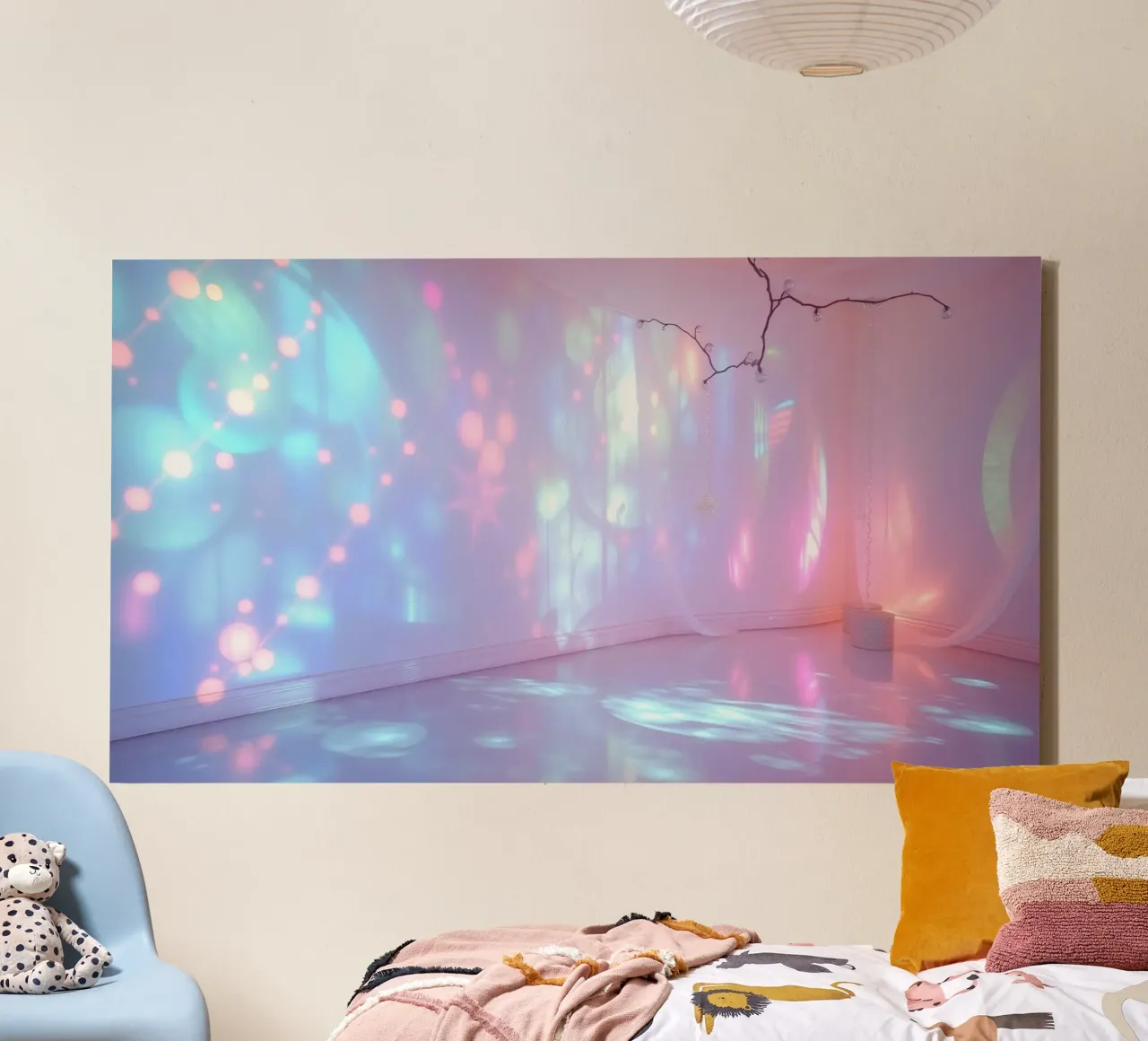 Colorful light projections create an ethereal atmosphere in canvas by DesignDoodle