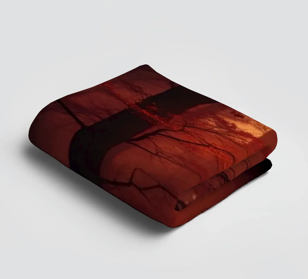 forest illuminated by warm orange light at dusk towel by DesignDoodle