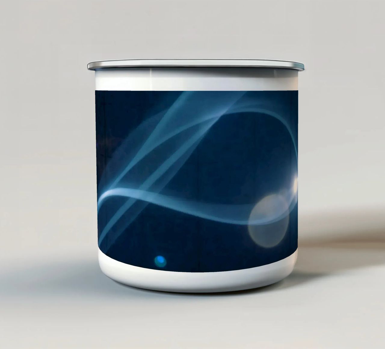 Flowing blue light waves create a calming visual effect enamel mug by DesignDoodle