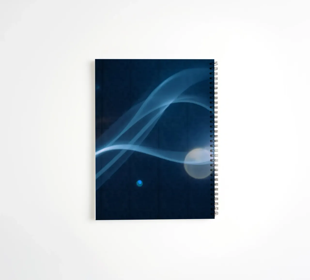 Flowing blue light waves create a calming visual effect spiral notebook by DesignDoodle
