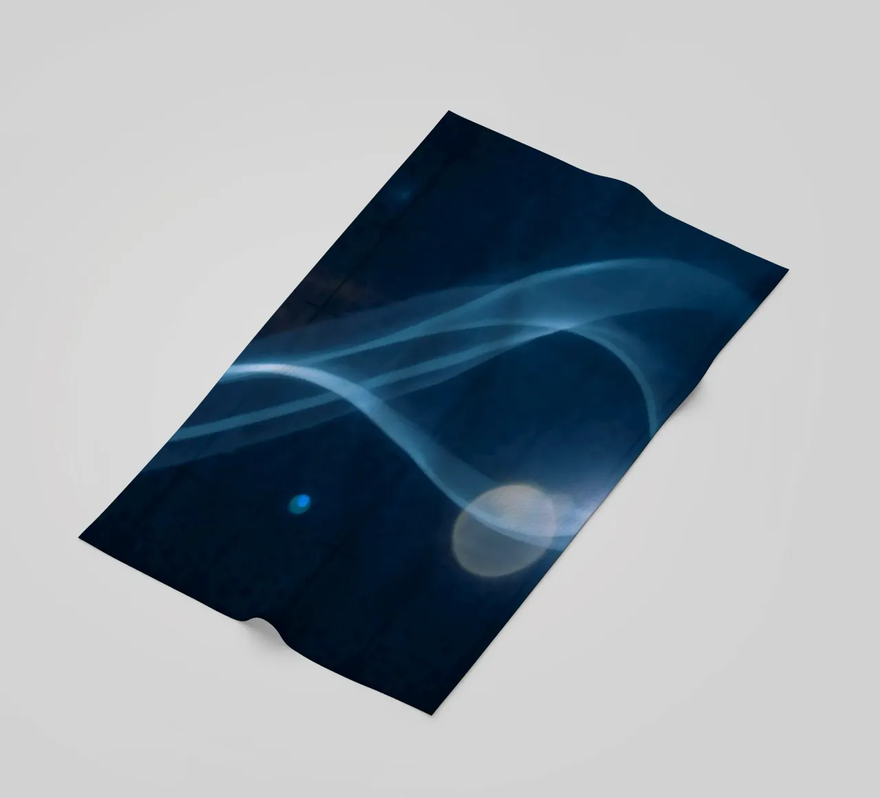 Flowing blue light waves create a calming visual effect beach towel by DesignDoodle