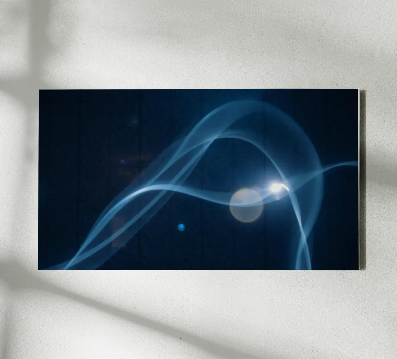 Flowing blue light waves create a calming visual effect canvas by DesignDoodle