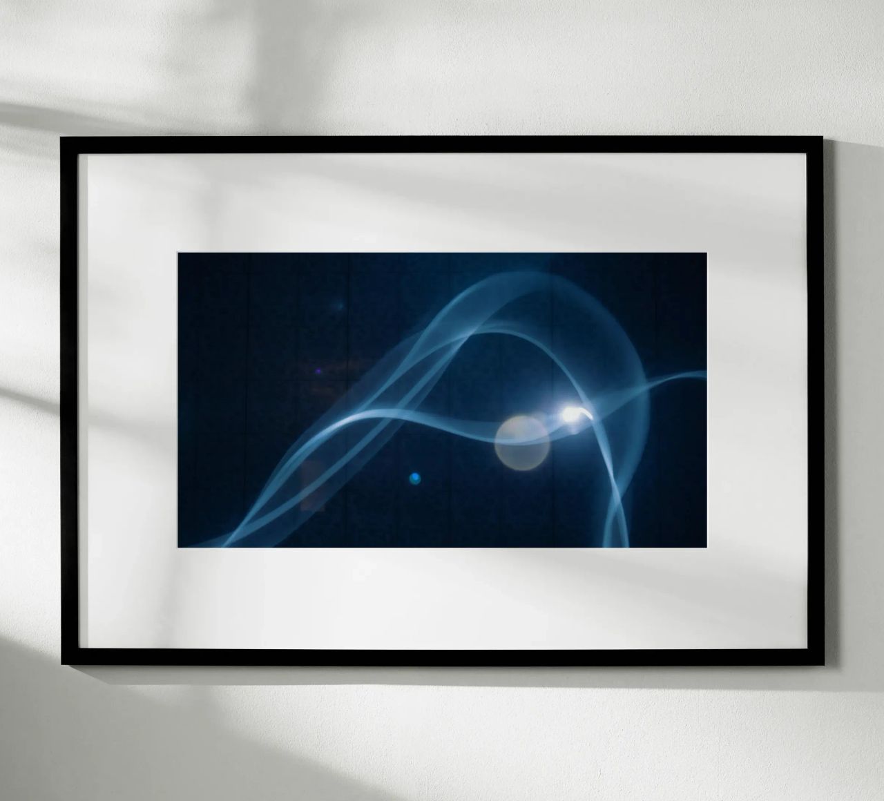 Flowing blue light waves create a calming visual effect hahnemühle by DesignDoodle