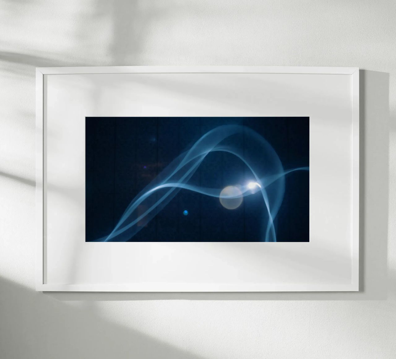 Flowing blue light waves create a calming visual effect hahnemühle by DesignDoodle