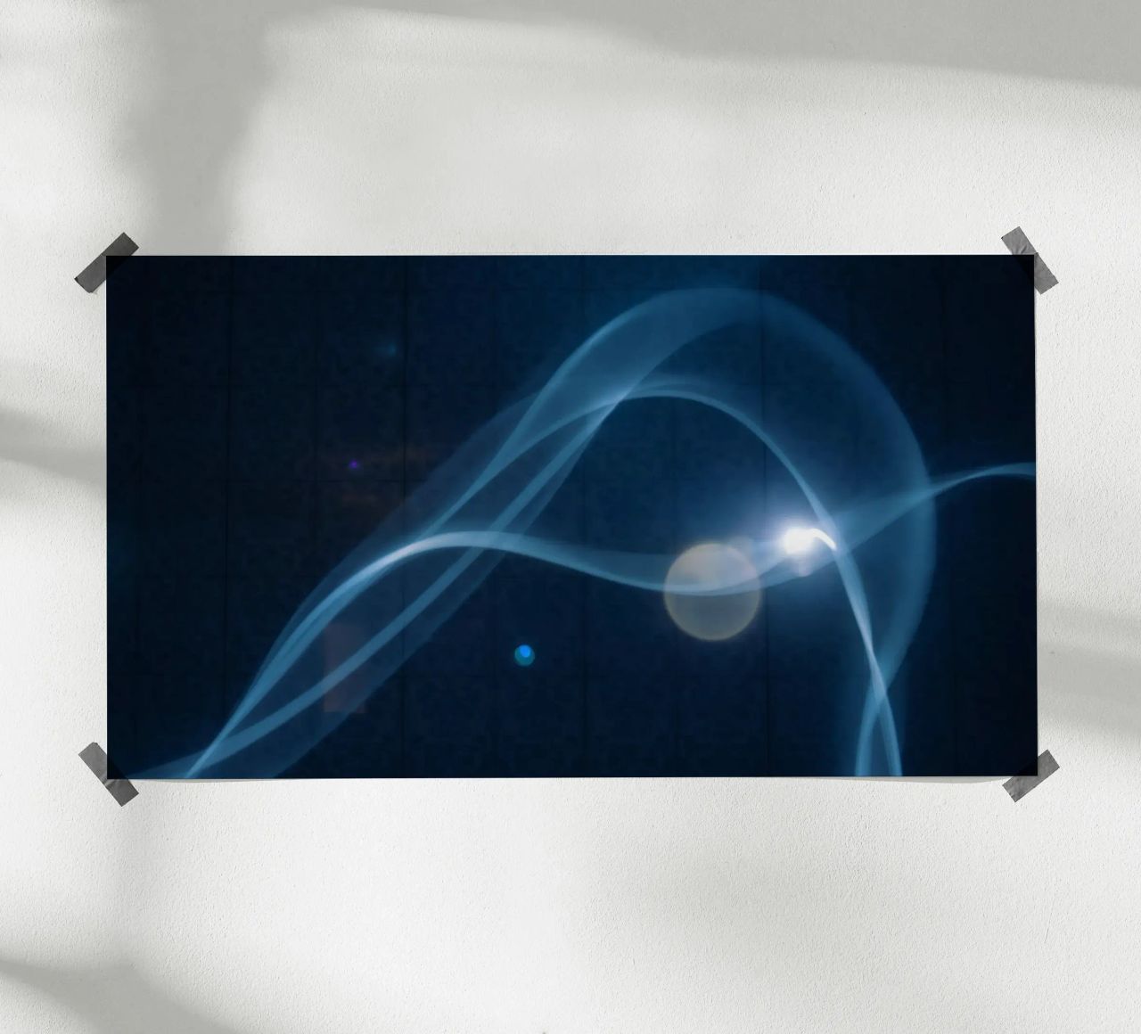 Flowing blue light waves create a calming visual effect hahnemühle by DesignDoodle